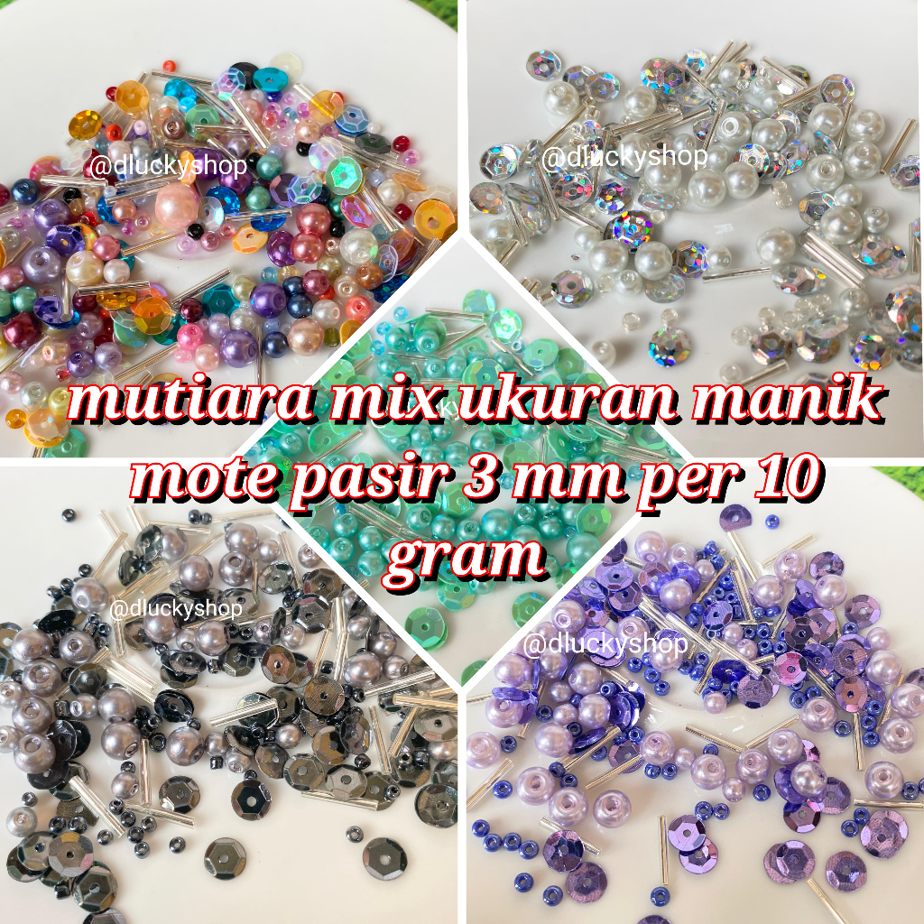 Jual mutiara mix ukuran manik manik mote pasir per 10 gram | Shopee ...