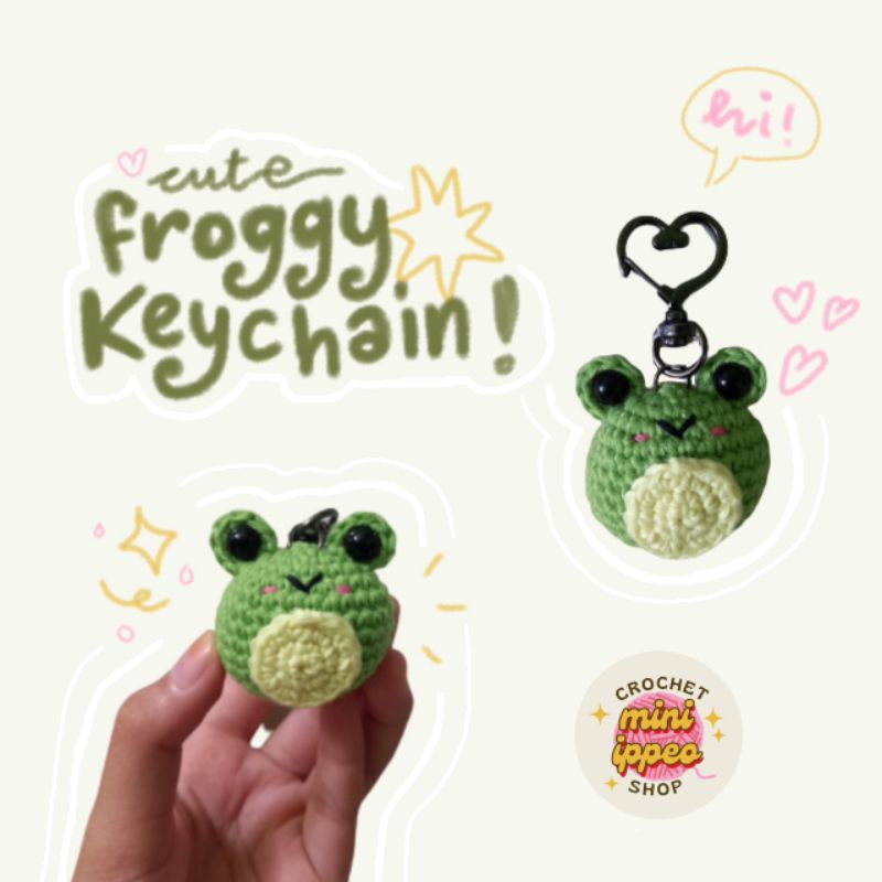 Jual gantungan kunci kodok rajut || frog keychain (amigurumi) | Shopee ...