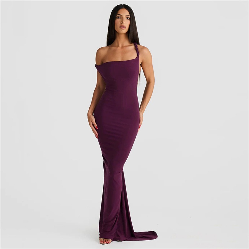 Jual Twist Halter Neck Backless Long Dresses for Women Elegant Sexy ...