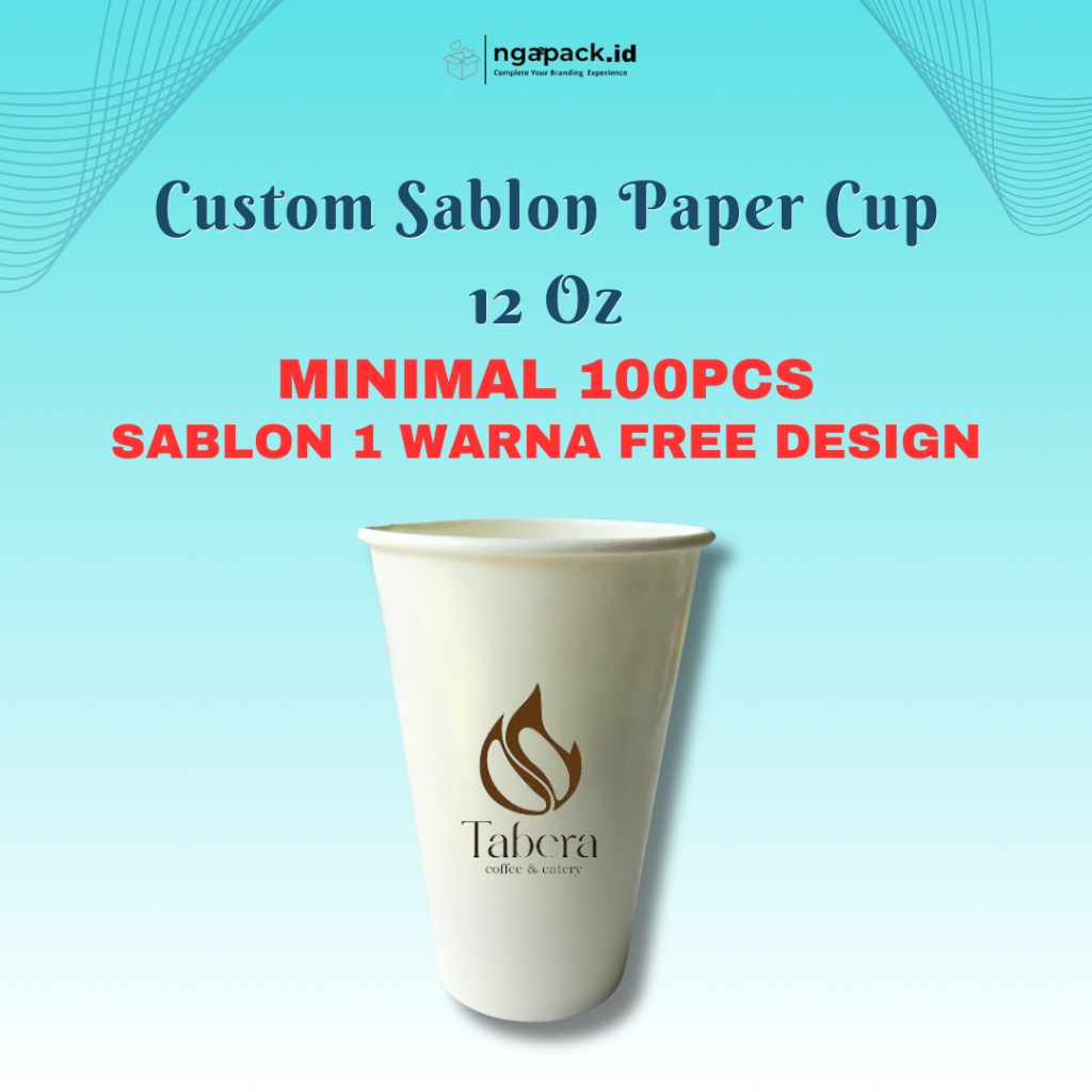 Jual CUSTOM SABLON PAPER CUP UKURAN 12 OZ (360 ML) (SABLON 1 WARNA FREE ...