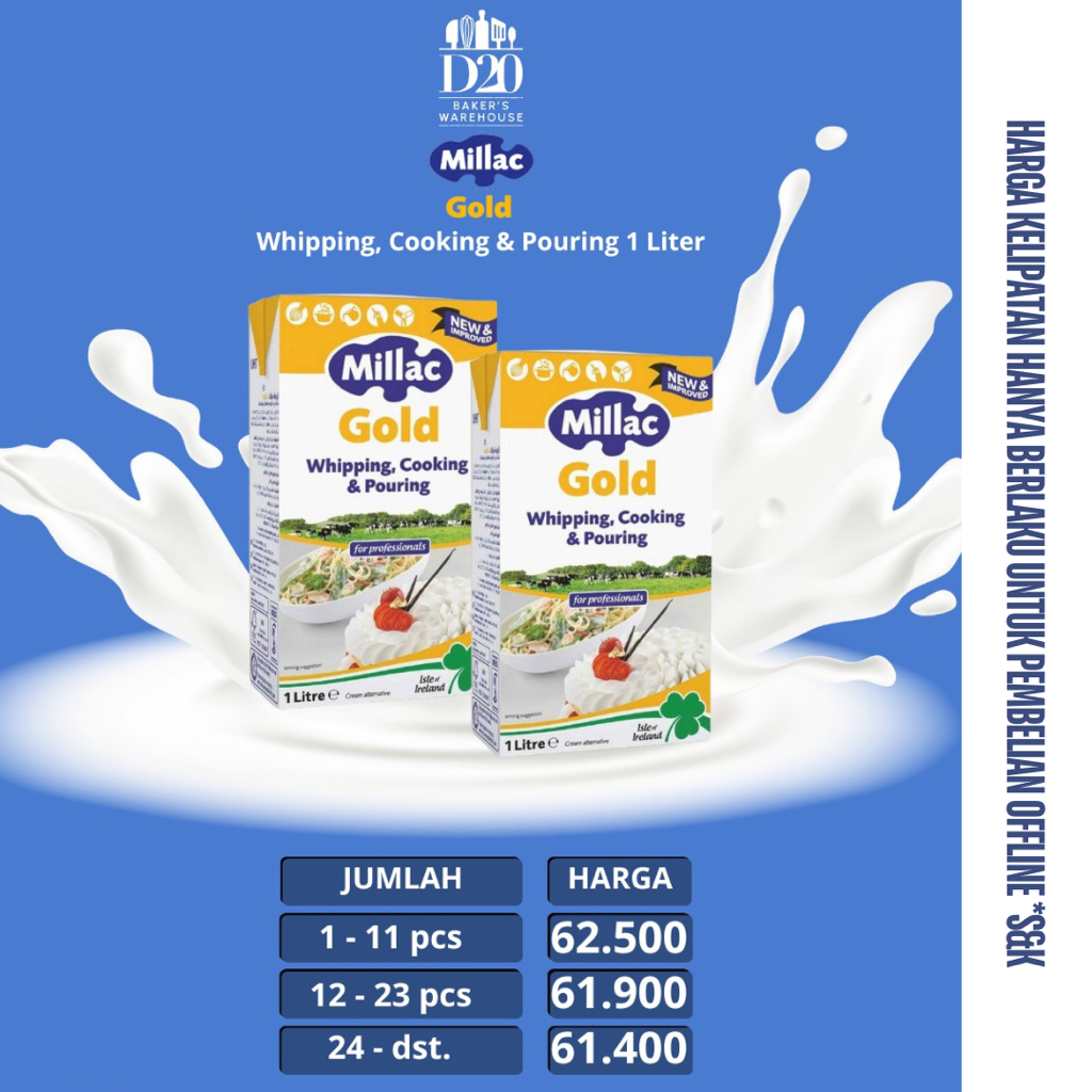 Jual Millac Gold Whipping Cooking Cream 1Liter | Shopee Indonesia