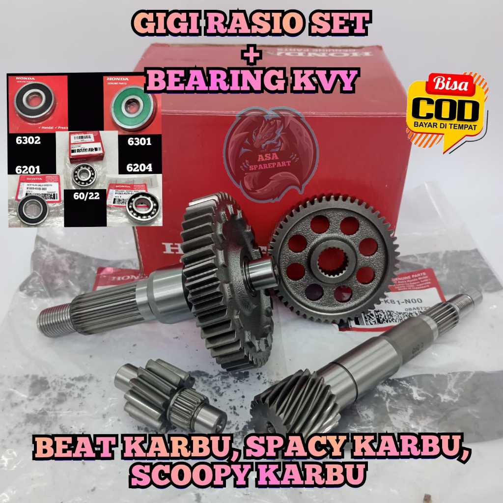 Jual GIGI RASIO SET KVY + BEARING ASLI ORIGINAL motor HONDA BEAT KARBU ...