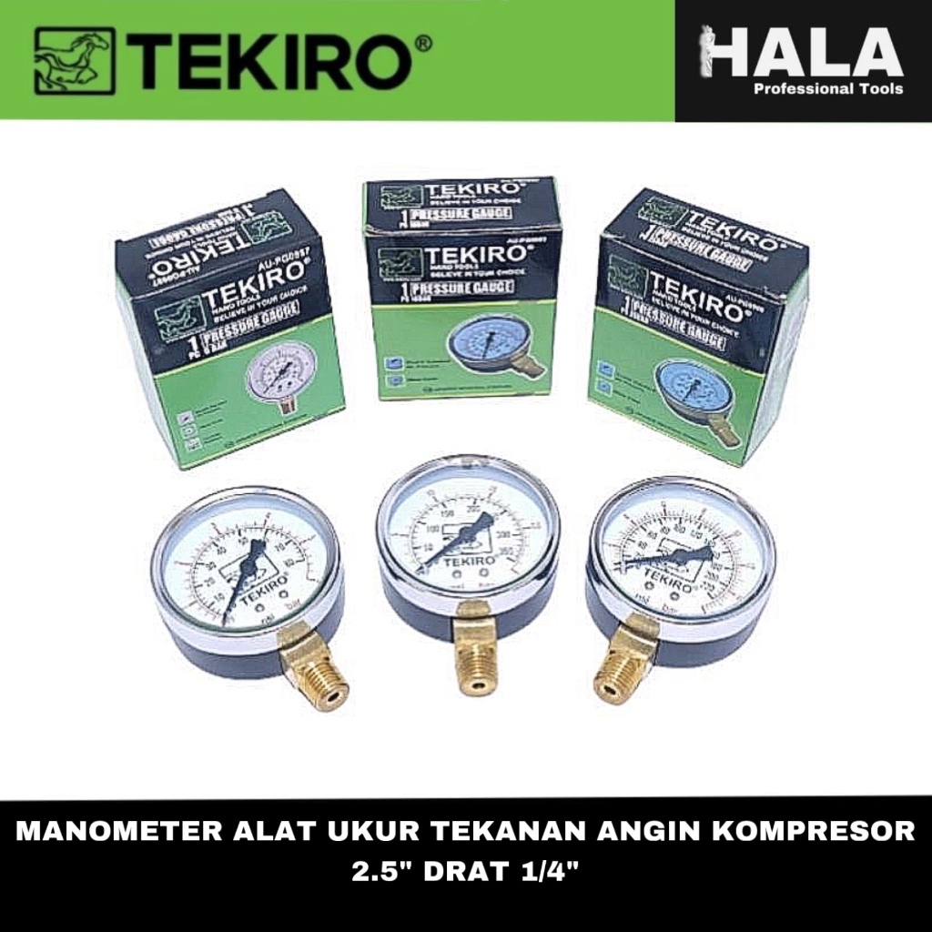 Jual TEKIRO - MANOMETER ALAT UKUR TEKANAN ANGIN KOMPRESOR 2.5” DRAT 1/4 ...