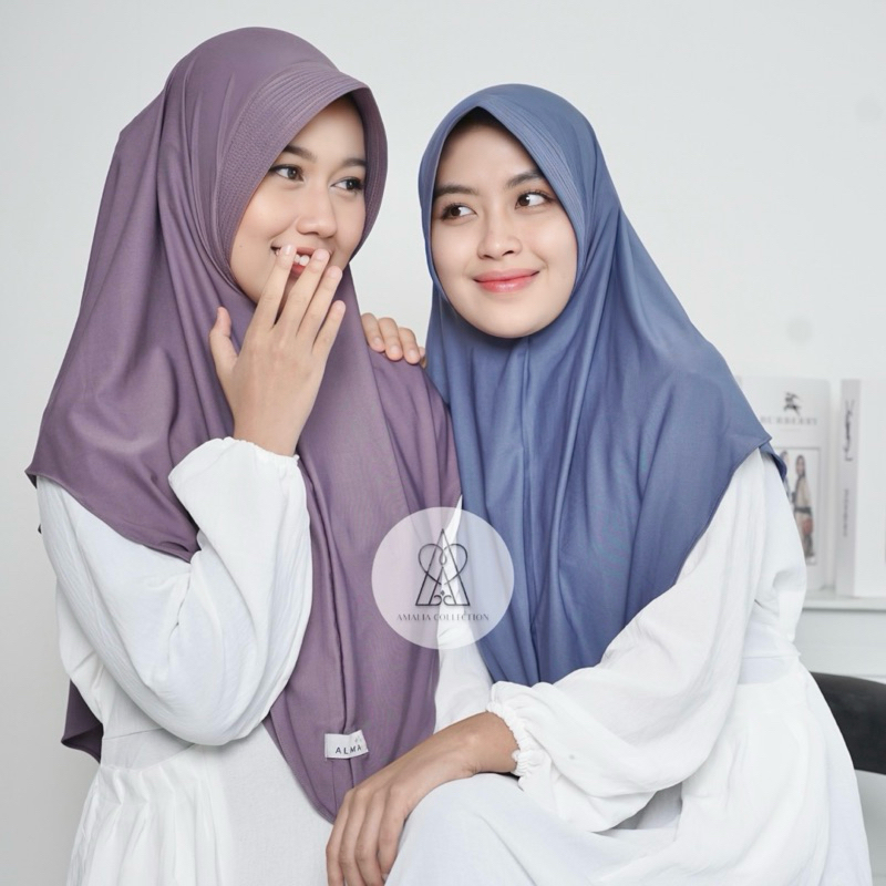 ALMA - Hijab Bergo Instan Alma Rania M ped // Kerudung Bergo instan Alma Jersey premium