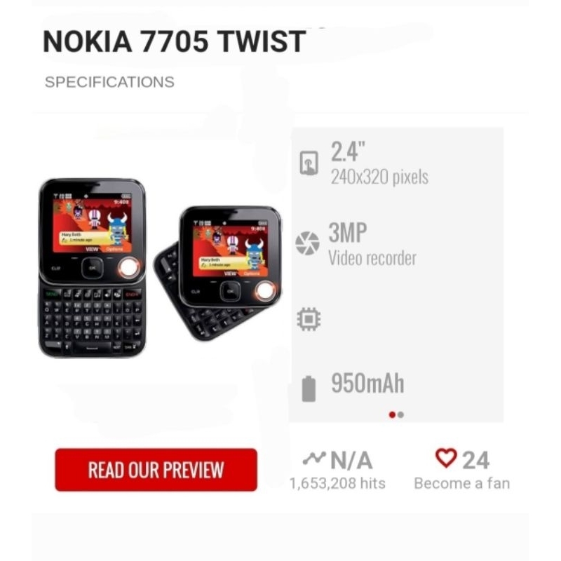 Jual NOKIA 7705 TWIST VINTAGE HP JADUL LANGKA UNIK DAN ANTIK HP