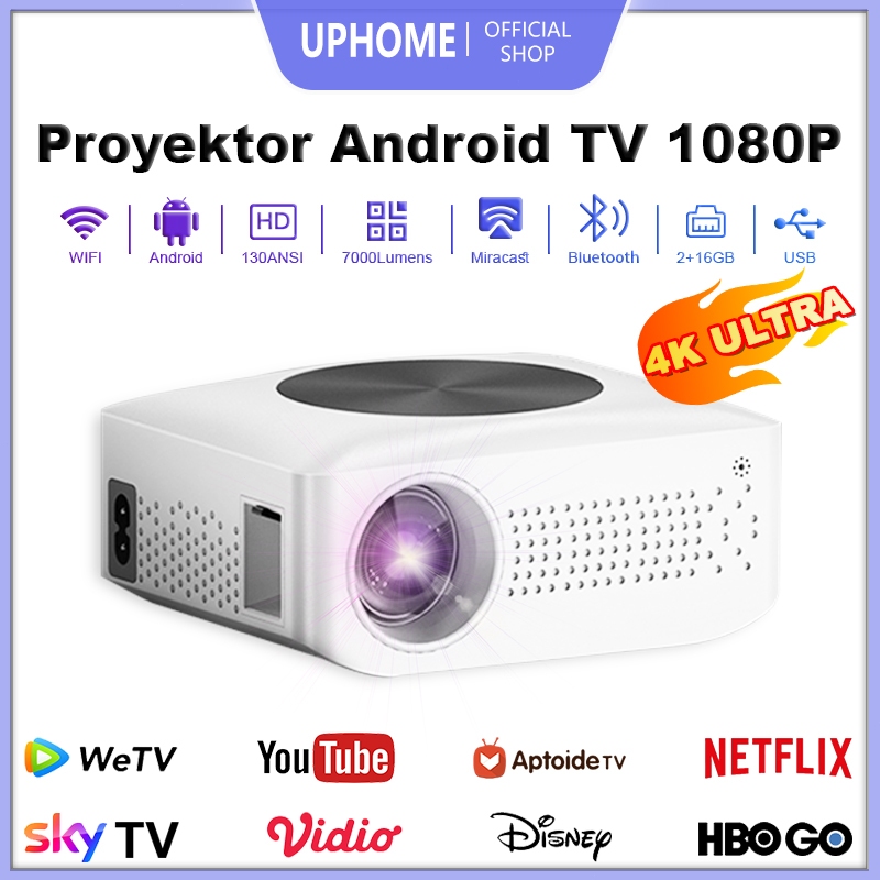 Jual UPHOME Proyektor Android TV 1080P 7000 Lumen Smart Projector ...