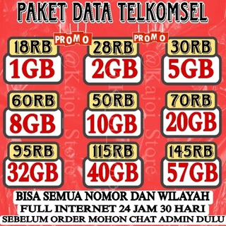 Paket Data Telkomsel Semua Zona Promo 1Gb 2Gb 4Gb 5Gb 10Gb 30Gb 50GB  Full 24 Jam Masa Aktif 30 Hari