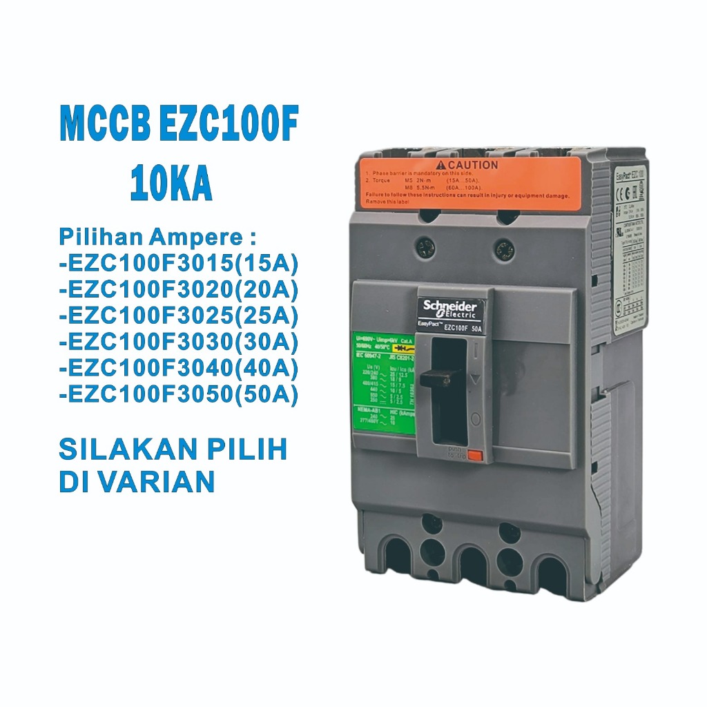 Jual MCCB/BREAKER EZC100F 3P 10kA 15A 20A 25A 30A 40A 50A | Shopee ...