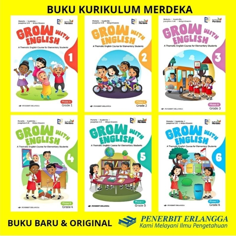 Jual GROW WITH ENGLISH ERLANGGA KELAS 1 2 3 4 5 6 SD KURIKULUM MERDEKA ...