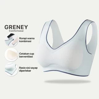 GRENEY-Gbras- Bra Rompi Warna Kombinasi Pakaian Dalam Push Up Bra Wanita Sport Tanpa Kawat Busa 89661