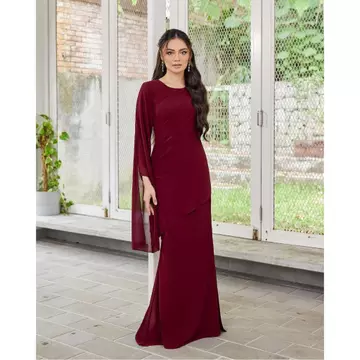 New Collection Kalila Dress Mermaid Bahan Ceruty Babydoll Full Furing Dress Model Malaysiaan