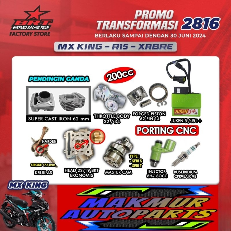 Jual Promo Transformasi BRT 2816 Paket Bore Up 200CC MX King (BINTANG ...