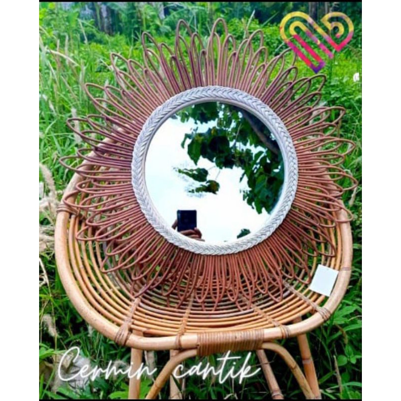 Jual cermin rotan aesthetic,hiasan dinding,dekorasi ruangan,kaca rotan ...