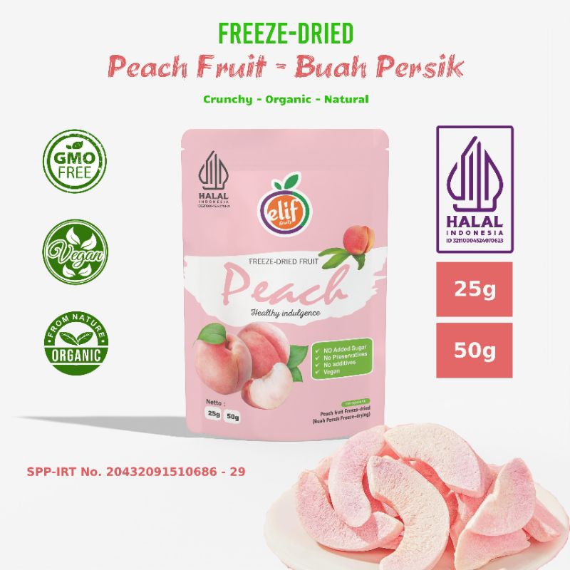 Jual ELIF FRUITS Freeze Dried Peach Slice Crisp Buah Persik Kering ...