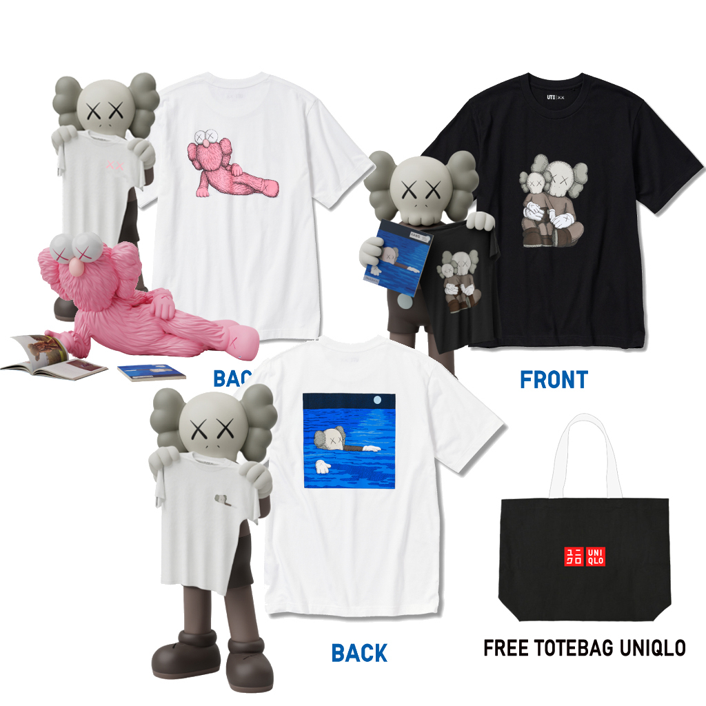 T-shirt Kaws X Uniqlo BFF Rayé Bleu – Taille M – Neuf Avec étiquettes – Collection Streetwear