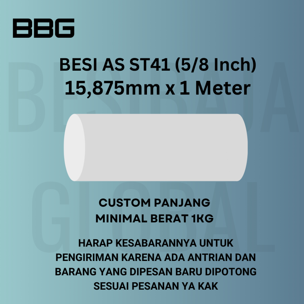 Jual BESI AS ST41 DIAMETER 5/8 Inch (15,875mm) x 1M | Shopee Indonesia