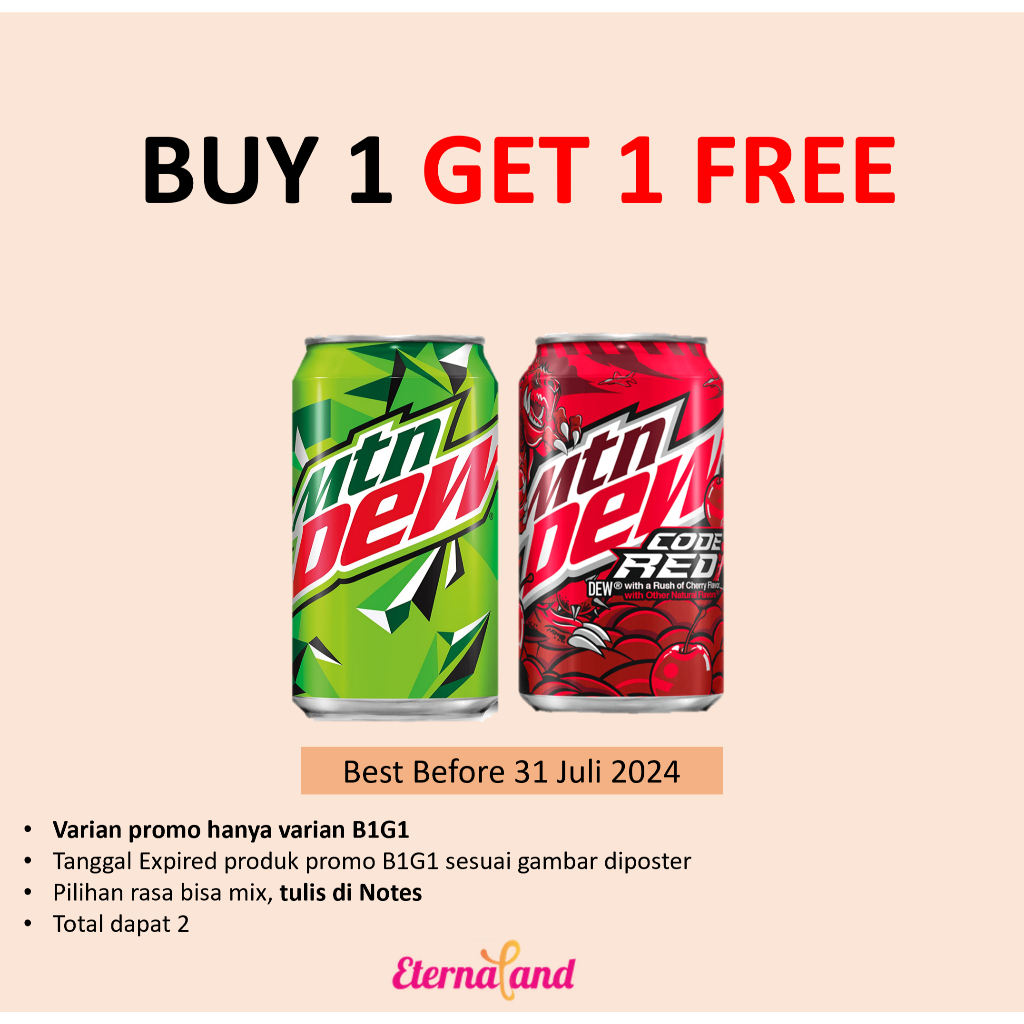 Jual Mountain Dew soft drink can - minuman soda impor mtn dew | Shopee ...