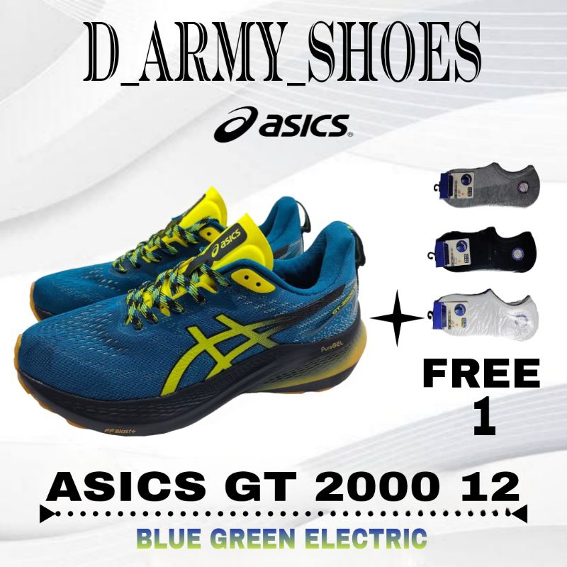 Jual Sepatu Olahraga Voly Pria Asics GT 2000 12 Blue Green