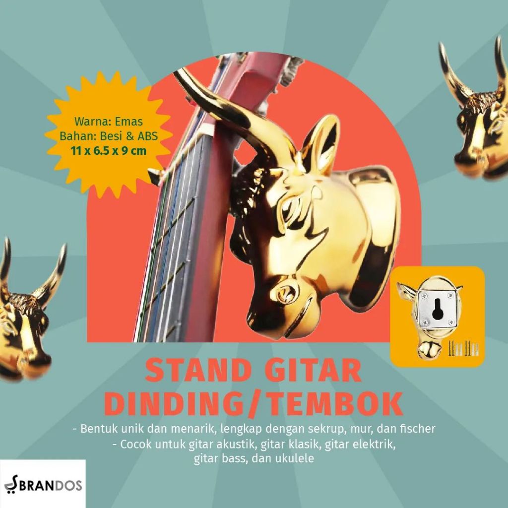 Jual Stand Gitar Dinding Tembok Cow Bull Wall Guitar Mount Bracket SG ...