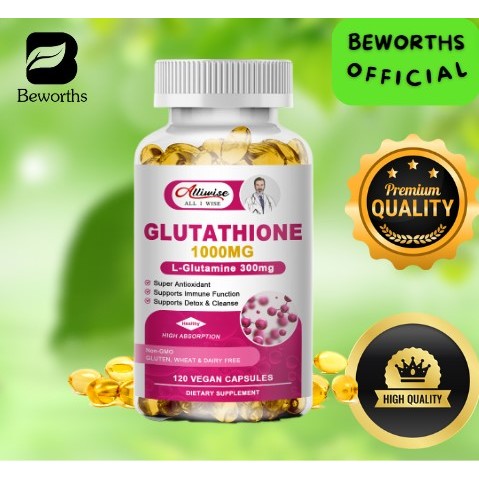 Jual Alliwise 1000mg Kapsul Glutathione Kuat Pemutih Mengurangi Vitamin C Kusam Anti-Penuaan Meningkatkan Kekebalan Tubuh Kecantikan Kulit