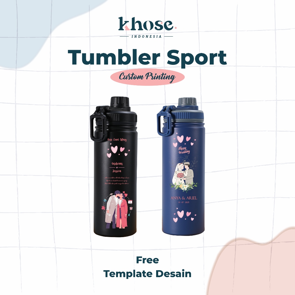 Jual Tumbler Sport Custom Premium Stainless 1 Liter Cetak UV Full Print ...