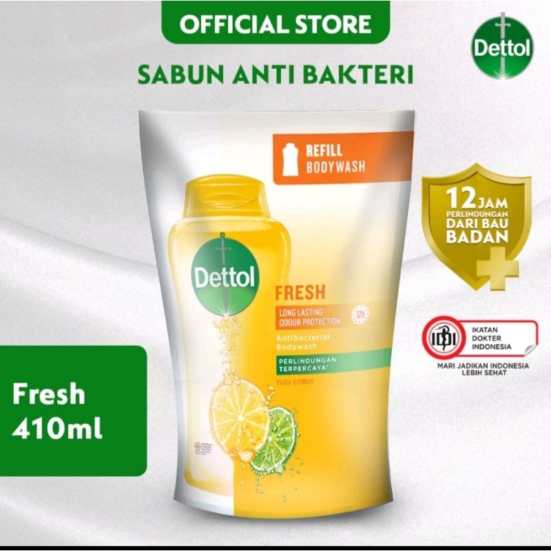 Jual Dettol Kuning Body Wash Fresh AntiBacterial Sabun Mandi Cair 410 ...
