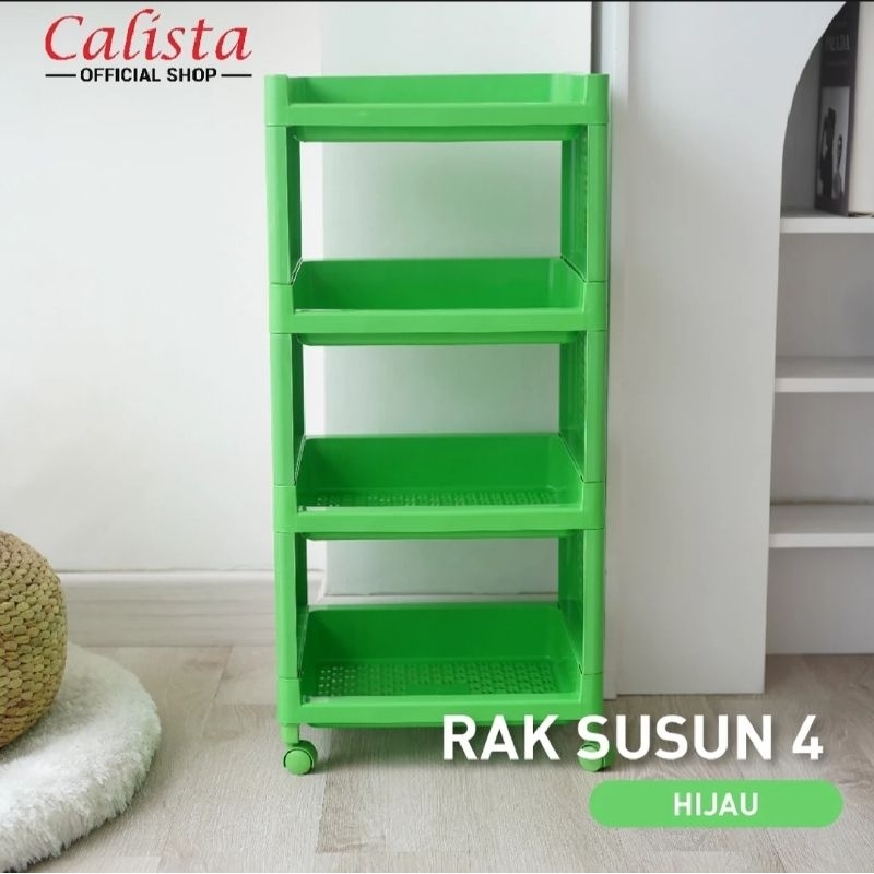 Jual Calista Rak syari 4 susun Rak penyimpanan serbaguna dengan roda