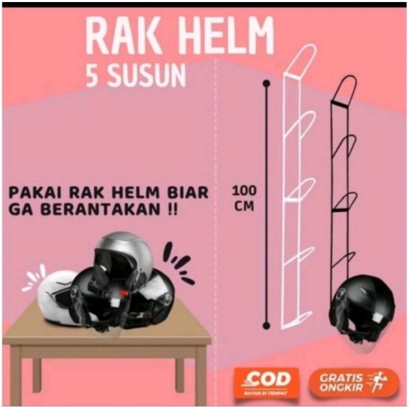 Jual rak helm gantung 5 susun/3susun bahan besi | Shopee Indonesia