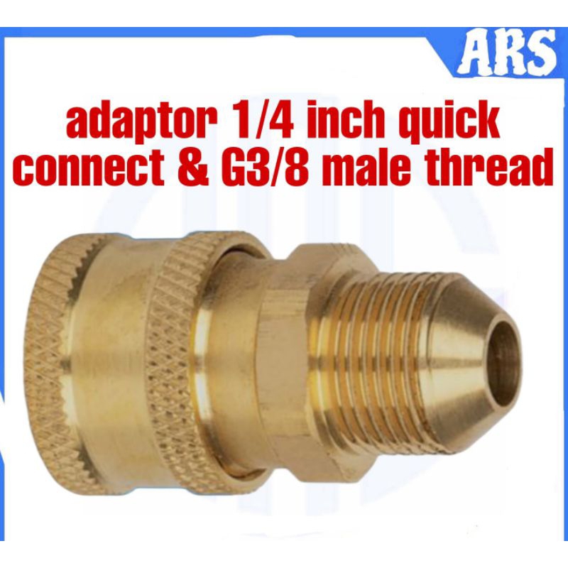 Jual adaptor 1/4 inch quick connect & M14 male thread adaptor nozel jet ...