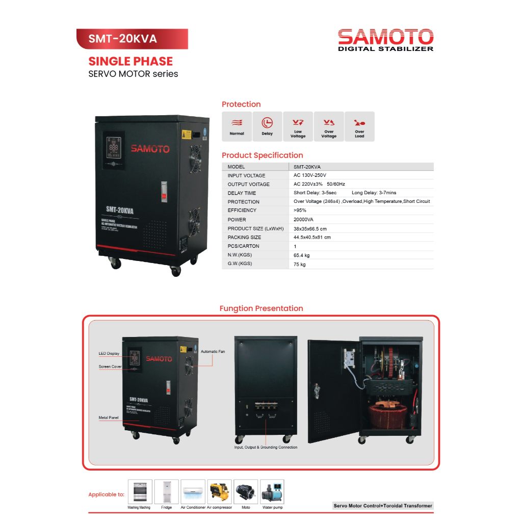 Jual SAMOTO Stabilizer 20000VA Stavolt Single Phase Stavolt SMT20000VA ...