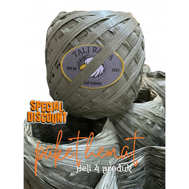 Jual tali rafia 500 gram netral- Tali Plastik 5 ons,rafia abu-abu 1/2 ...