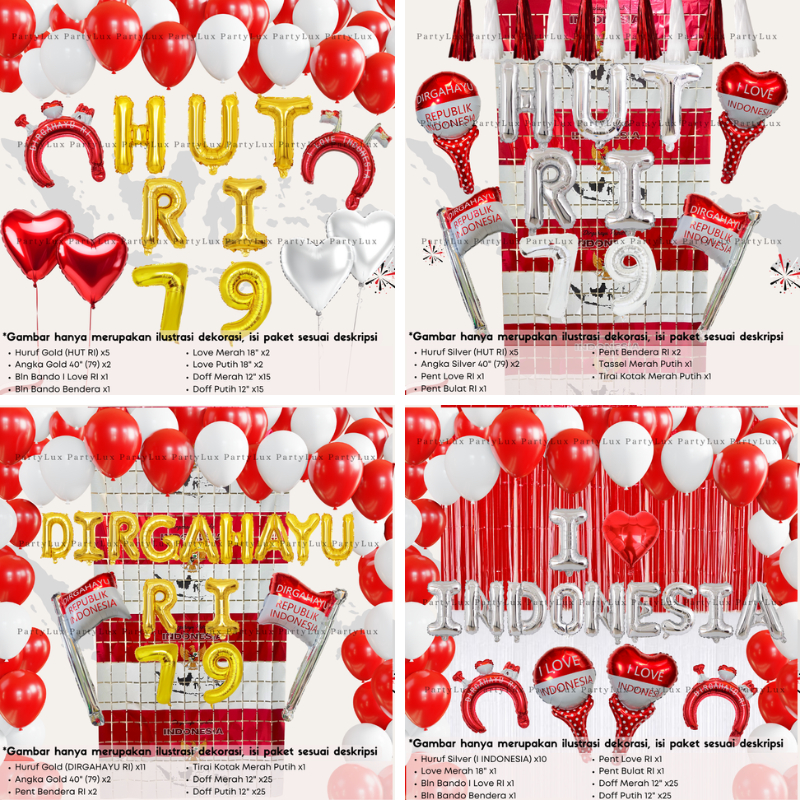 Jual Paket Dekorasi 17 Agustusan / Set Dekor Kemerdekaan / Balon Merah