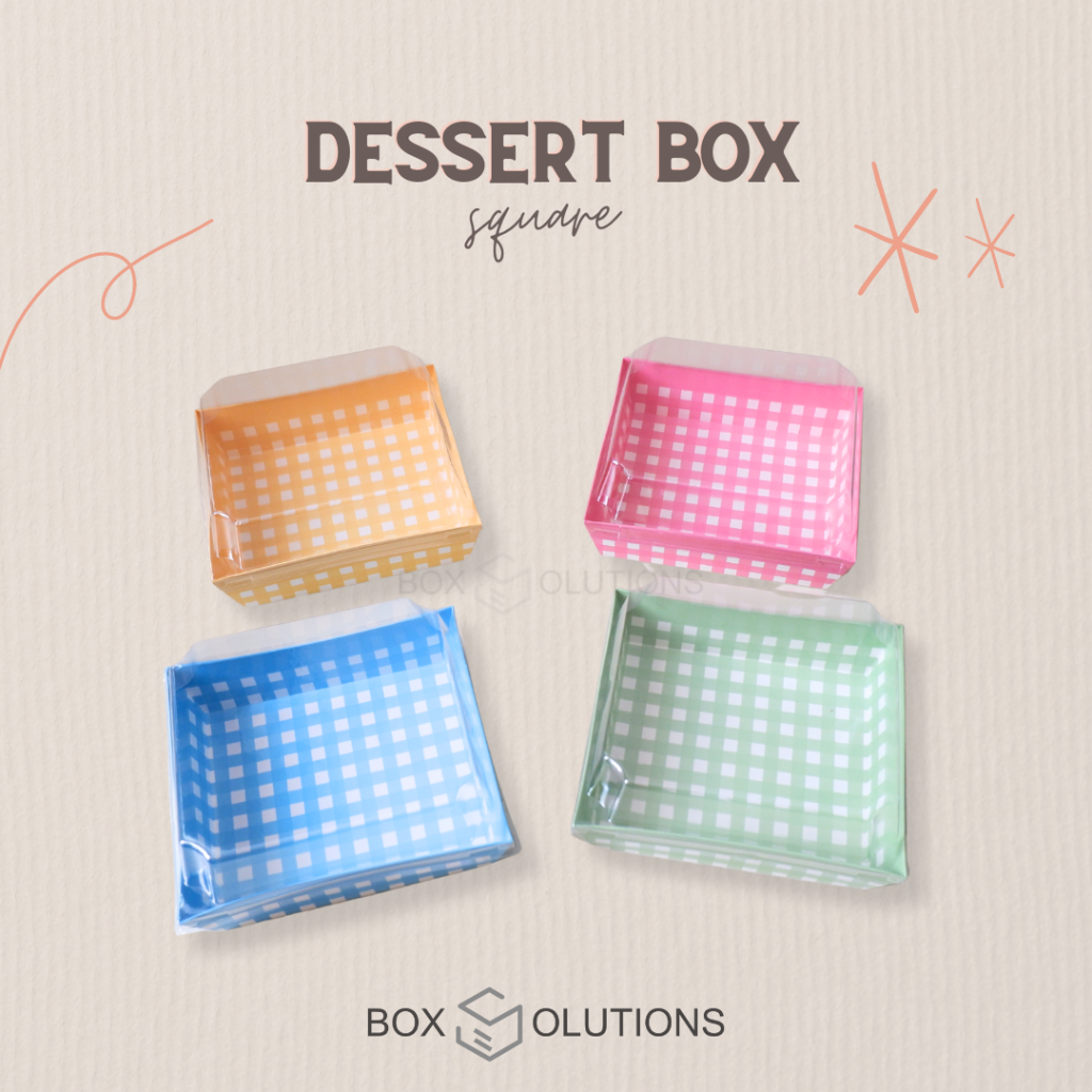 Jual [isi 10] ala dessert box square MOTIF COLOR / paper box sandwich ...