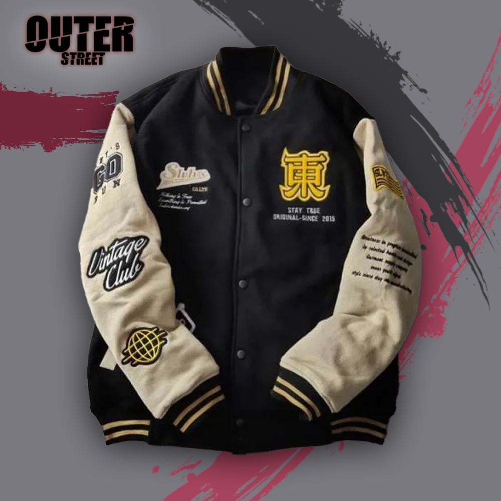 Jual BISA COD Jaket Varsity Vintage Full Bordir Jaket Baseball - Main Image