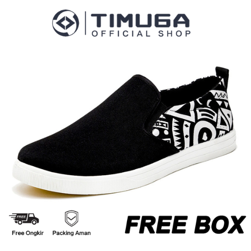 Jual Timuga Sepatu Slip On Pria Sneakers Sekolah Tanpa Tali Trendy