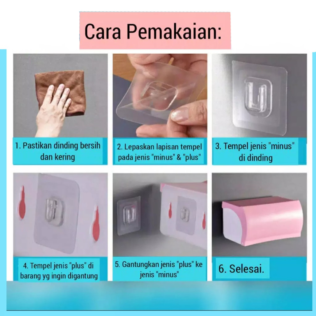 Jual Gantungan Tempel Magic Hook Transparan Perekat Dinding Socket ...