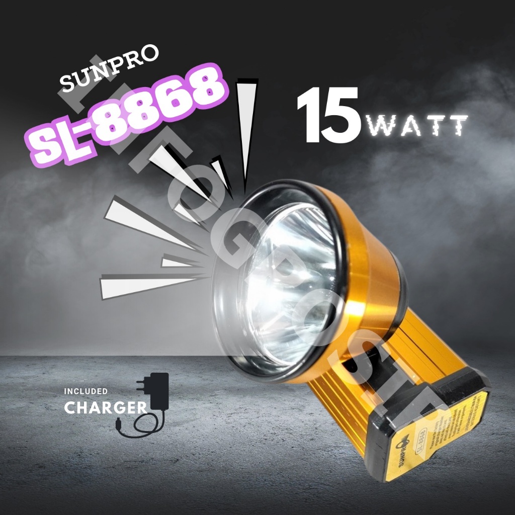 Jual senter kepala sunpro 15 watt LED rechargeable lithium SL-8868 ...