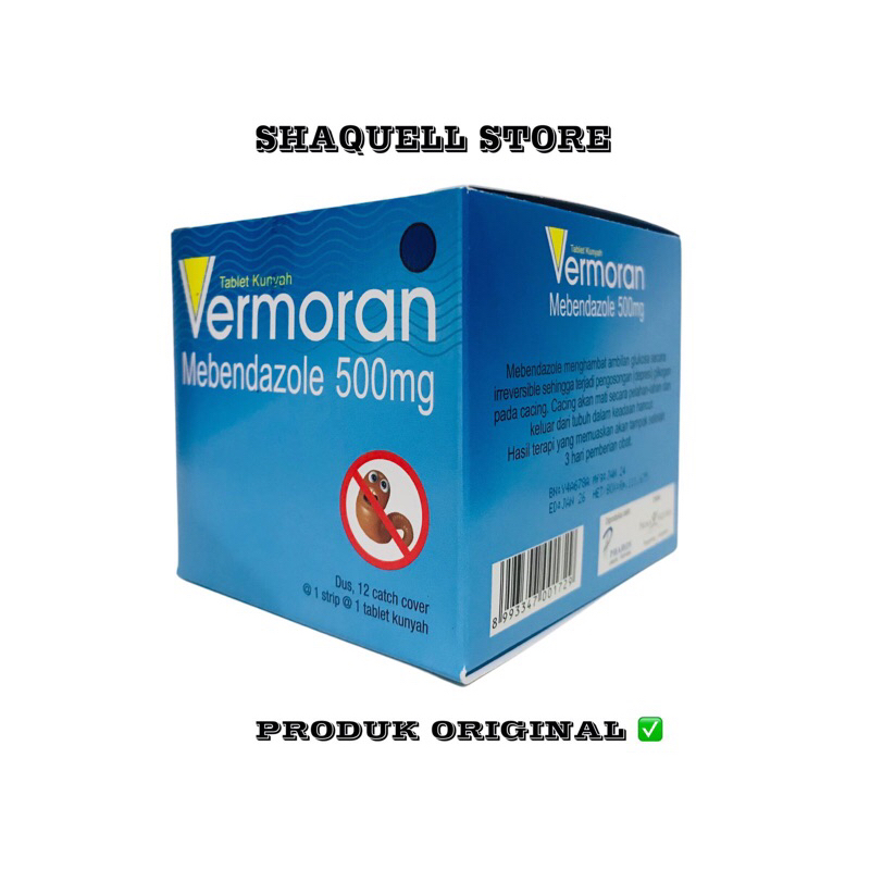 Jual Vermoran Mebendazole 500mg 1 Strip Isi 1 Tablet Kunyah | Shopee ...