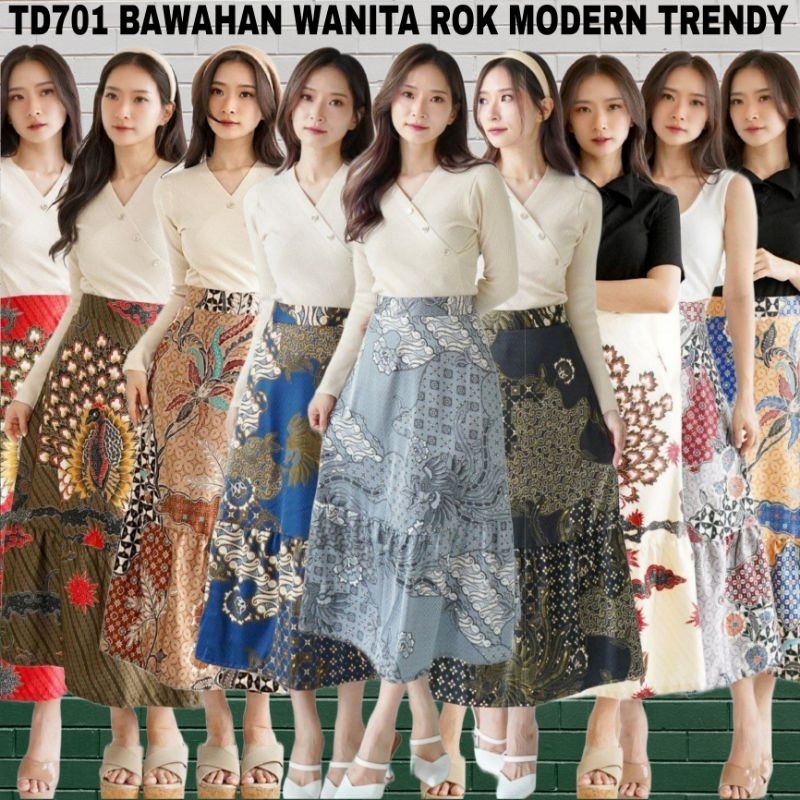Jual TD701 ROK BATIK SATIN MODERN BAWAHAN WANITA ROK KERJA KANTOR BATIK ...