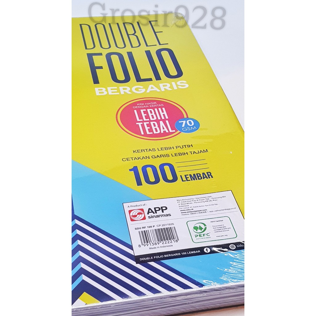 Jual Per Pak Kertas Double Folio Bergaris Sidu Isi 100 Lbr Shopee