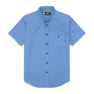 Outskirts - Short Sleeves Shirt Blue Denim | Kemeja Polos Pria Lengan Pendek Casual Slimfit