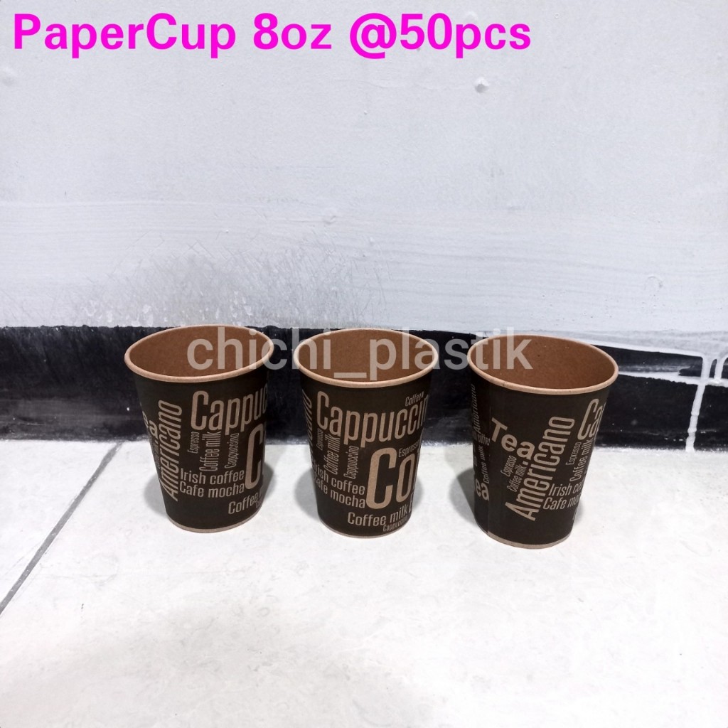 Jual Papercup 8oz kraft motif gelas kertas kopi teh cup kertas gelas ...
