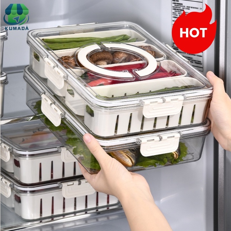 Kotak Penyimpanan Makanan Kulkas Kedap Udara 6 Sekat
