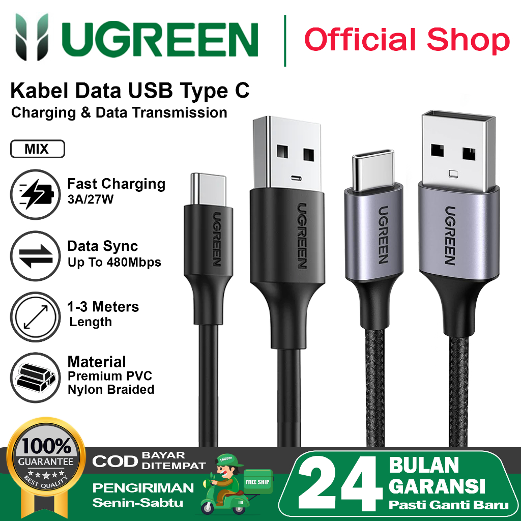 Jual Ugreen Kabel Data Usb Type C Samsung Oppo Vivo Xiaomi Fast Charging A Shopee Indonesia