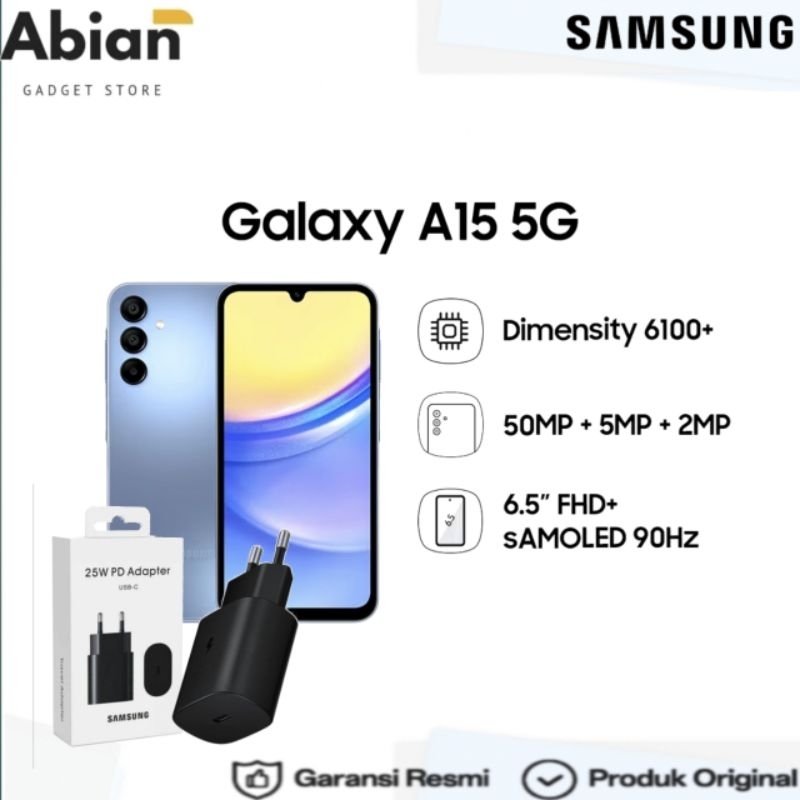 Samsung Galaxy A15 5G dengan layar yang cukup besar dan desain yang elegan