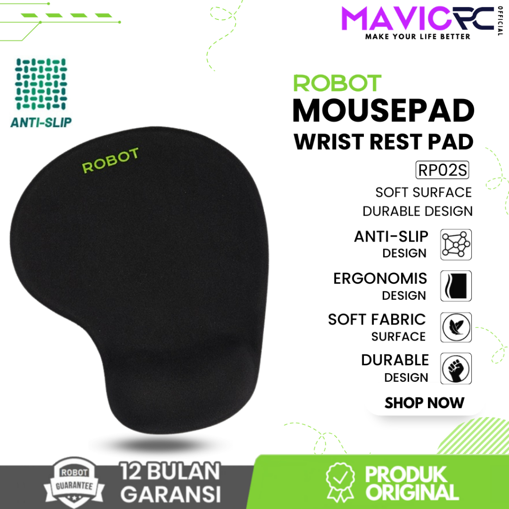 Jual ROBOT RP02S Mousepad Non-slip with Ergonomic Mouse Pad Rest Design ...