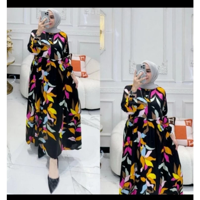 Gamis Zoya Bunga Premium Crinkel Airflow