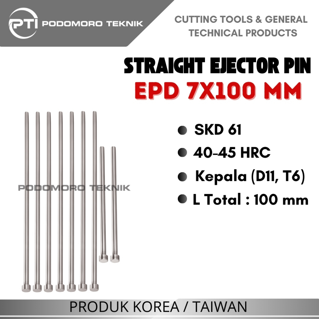 Jual Ejector Pin EPD 7 x 100 mm SKD61 Straight Ejector Pin Made in ...