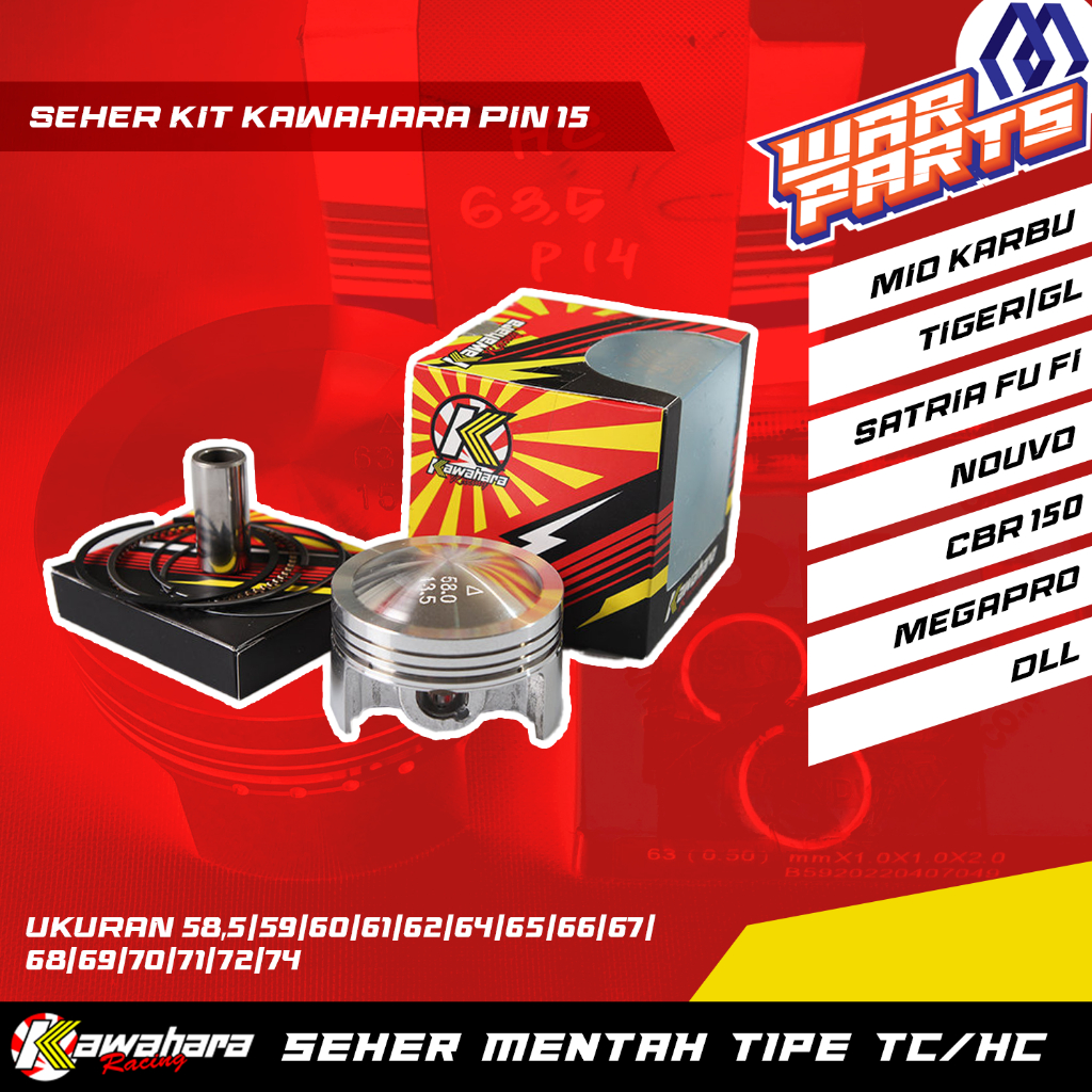 Jual Seher Kit Piston Paket Racing Kawahara Pin/Pen 15 Ukuran 58,5 59 ...