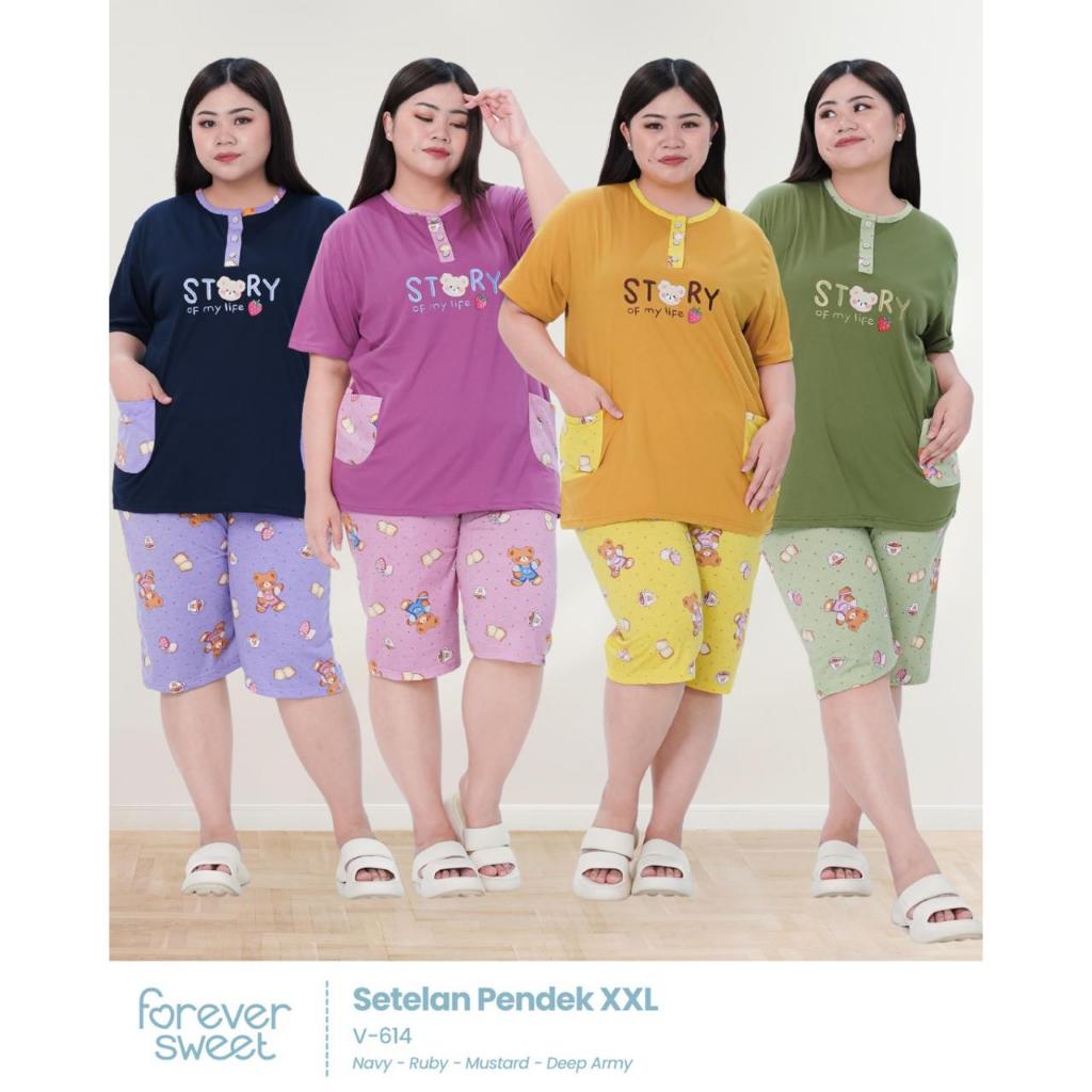 Jual Babydoll Forever 3/4 Jumbo XXL Celana Pendek Piyama Baju